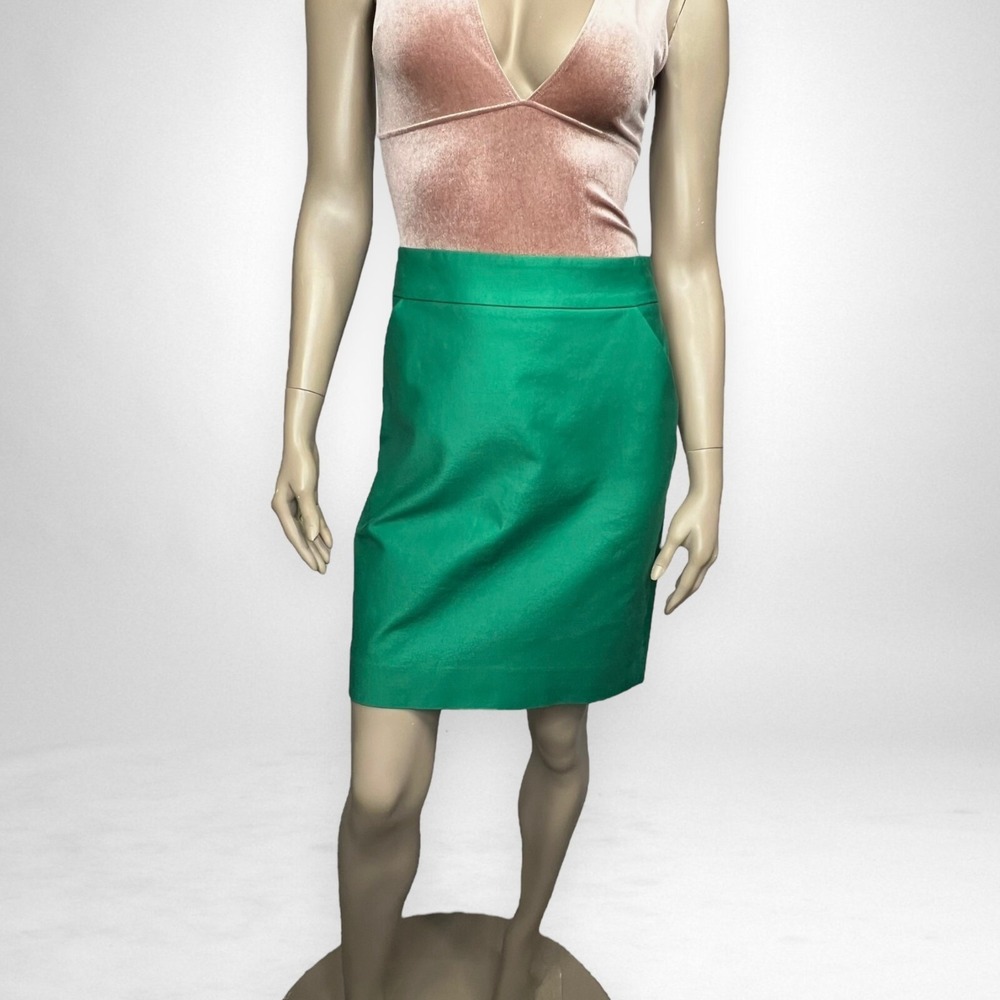 J.‎ CREW Factory 12 Petite Green Pencil Skirt With Pockets Business Casual